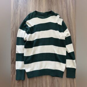 Brandy Melville/John Galt oversized green and cream striped sweater